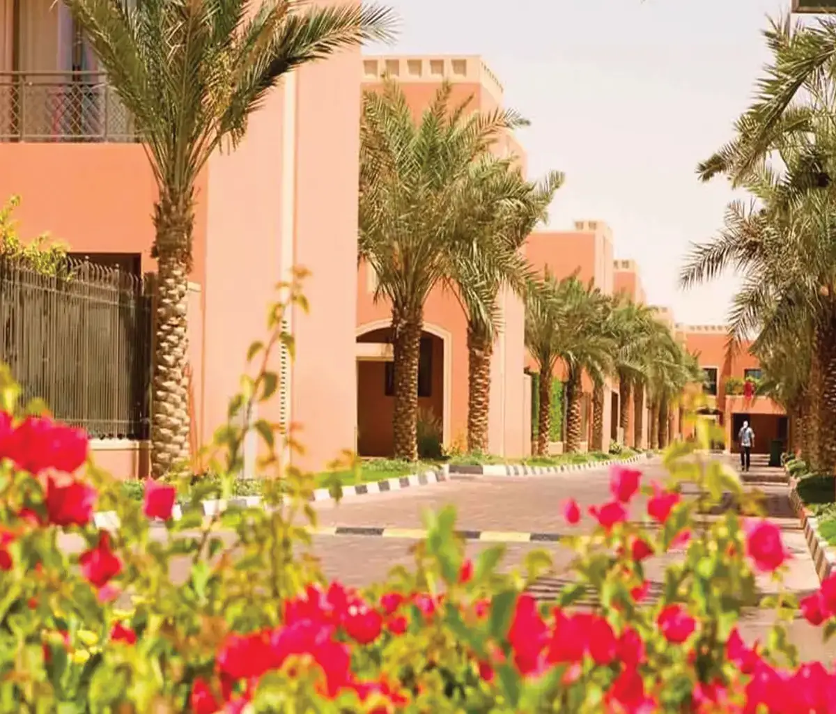 Family-friendly neighborhood with landscaped lawns and play areas
